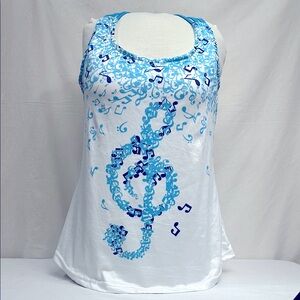 Blue and White Musical Note Women's Top